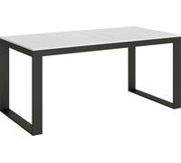 Mesa extensible de 90 x 180/284 cm, estructura Tecno Evolution, madera de fresno en blanco, con detalles en gris antracita
