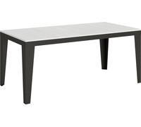 Mesa extensible de 90 x 180/440 cm, estructura Flame Evolution, madera de fresno en color blanco, patas en color antracita