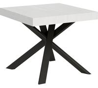 Mesa extensible de 90 x 90/194 cm. Tablero de haya blanca, patas en color antracita