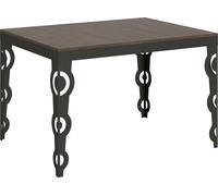 Mesa extensible de 90x120/380 cm, modelo Karamay Evolution, con estructura en color nogal y detalles en antracita