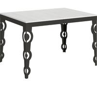Mesa extensible de 90x120/380 cm, modelo Karamay Evolution, estructura en blanco, patas en roble antracita