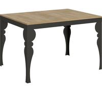 Mesa extensible de 90x120/380 cm, modelo Paxon Evolution, con estructura en color antracita y superficie en roble natural