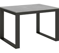 Mesa extensible de 90x120/380 cm, modelo Tecno Evolution, color cemento gris oscuro, estructura en color antracita