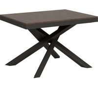 Mesa extensible de 90x120/380 cm, modelo Volantis Evolution, con estructura en color antracita y superficie en madera de nogal