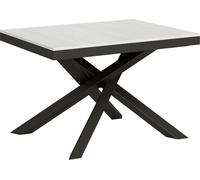 Mesa extensible de 90x120/380 cm, modelo Volantis Evolution, estructura de haya en color blanco y tablero en color antracita