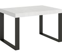 Mesa extensible de 90x130/234 cm, color blanco ceniza "Tecno", estructura en color antracita