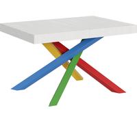 Mesa extensible de 90x130/234 cm, modelo Volantis, con estructura de haya blanca y 4 patas
