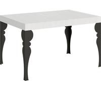 Mesa extensible de 90x130/390 cm, color blanco ceniza (Paxon), con estructura en color antracita