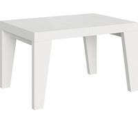 Mesa extensible de 90x140/244 cm, color blanco "Naxy" con acabado en madera de fresno