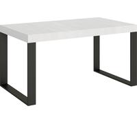 Mesa extensible de 90x160/264 cm, color blanco ceniza "Tecno", estructura en color antracita
