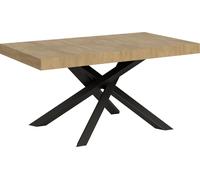 Mesa extensible de 90x160/264 cm, estructura Volantis en roble natural y detalles en gris antracita