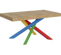 Mesa extensible de 90x160/264 cm, modelo Volantis, acabado en roble natural, estructura 4 patas