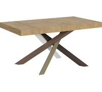 Mesa extensible de 90x160/264 cm, modelo Volantis, acabado en roble natural, estructura de 4 patas