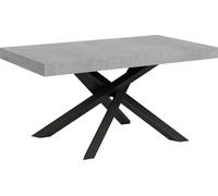 Mesa extensible de 90x160/264 cm, modelo Volantis, con tablero en cemento gris antracita y estructura en color antracita
