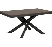 Mesa extensible de 90x160/264 cm, modelo Volantis Evolution, con estructura en color antracita y superficie en madera de nogal