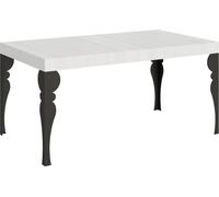 Mesa extensible de 90x160/420 cm, color blanco ceniza (Paxon), con estructura en color antracita