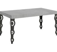 Mesa extensible de 90x160/420 cm, con estructura de color gris antracita y superficie en material que imita el cemento (Karamay)