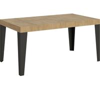 Mesa extensible de 90x160/420 cm, estructura en roble "Flame" color natural, patas en color antracita