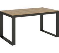 Moderna Mesa Extensible De 6 A 20 Plazas De 160 A 420 Cm De Ancho Estructura De Madera Clara Y Metal Antracita Tiroz