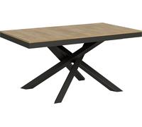 Mesa extensible de 90x160/420 cm, estructura Volantis Evolution, acabado en roble natural y antracita