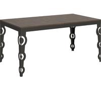 Mesa extensible de 90x160/420 cm, modelo Karamay Evolution, con estructura en color nogal y detalles en antracita