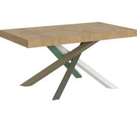 Mesa extensible de 90x160/420 cm, modelo Volantis, acabado en roble natural, estructura 4/A
