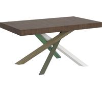 Mesa extensible de 90x160/420 cm, modelo Volantis, color nogal, estructura 4/A