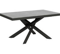 Mesa extensible de 90x160/420 cm, modelo Volantis Evolution, con estructura en color gris antracita y superficie tipo cemento