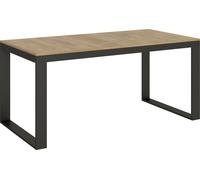 Mesa extensible de 90x180/284 cm, estructura Tecno Evolution en chapa de roble "Nature" con patas en color antracita