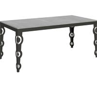 Mesa extensible de 90x180/284 cm, modelo Karamay Evolution, con estructura de cemento gris antracita