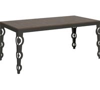Mesa extensible de 90x180/284 cm, modelo Karamay Evolution, con estructura en color nogal y detalles en antracita