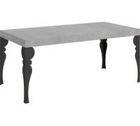 Mesa extensible de 90x180/284 cm, modelo Paxon, con superficie en cemento gris antracita y estructura