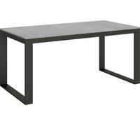 Mesa extensible de 90x180/284 cm, modelo Tecno Evolution, color cemento gris, estructura en color antracita