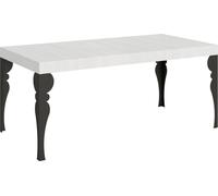 Mesa extensible de 90x180/440 cm, color blanco ceniza (Paxon), con estructura en color antracita