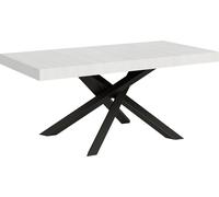 Mesa Extensible De 8 A 20 Personas, Blanca Con Patas Entrelazadas Antracita L 180 A 440 Cm Artemis