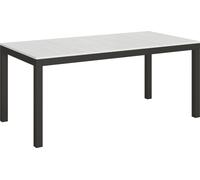 Mesa Rectangular Extensible Evy Con Capacidad De 6 A 20 Personas L 180 A 440 Cm Fresno Blanco Y Metal Antracita