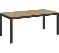 Mesa Rectangular Extensible Evy, De 6 A 20 Plazas, L 180 A 440 Cm, Madera Clara Y Metal Antracita
