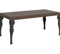 Mesa extensible de 90x180/440 cm, modelo Paxon, con tapa de nogal y estructura en color antracita