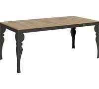 Mesa extensible de 90x180/440 cm, modelo Paxon Evolution, con tablero de roble natural y estructura en color antracita