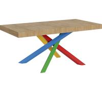 Mesa extensible de 90x180/440 cm, modelo Volantis, acabado en roble natural, estructura 4 patas