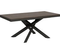 Mesa extensible de 90x180/440 cm, modelo Volantis Evolution, con estructura en color antracita y superficie en madera de nogal