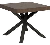 Mesa extensible de 90x90/194 cm, con tablero de nogal y patas en color antracita