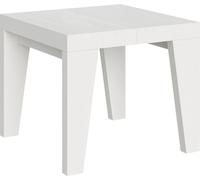 Mesa Extensible Cuadrada Pequeña 90x90/246 Cm Naxo-color Blanco-soporte 2 Pies-3 Alargaderas Finas