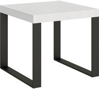 Mesa extensible de 90x90/246 cm, color blanco ceniza "Tecno", estructura en color antracita