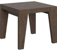 Mesa Extensible Cuadrada Pequeña 90x90/246 Cm Naxo-color Marrón-soporte 2 Pies-alargaderas