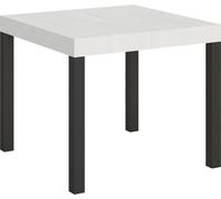 Mesa extensible de 90x90/246 cm, estructura "Everyday" en blanco, roble gris y antracita