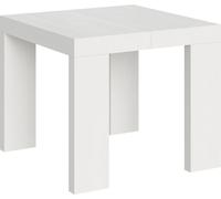 Mesa extensible de 90x90/246 cm, modelo Roxell, color blanco ceniza