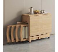 Mesa extensible de madera maciza con 4 sillas acolchadas, juego de mesa de comedor plegable, diseño compacto para el hogar, sala de estar, restaurante y cocina móvil, 1,3 m
