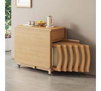 Mesa extensible de madera maciza con 4 sillas acolchadas, juego de mesa de comedor plegable, diseño compacto para el hogar, sala de estar, restaurante y cocina móvil, 1,3 m