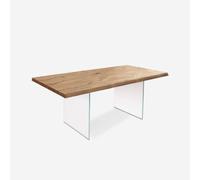 Mesa extensible de roble y cristal templado 200/300x100 Forest - Roble